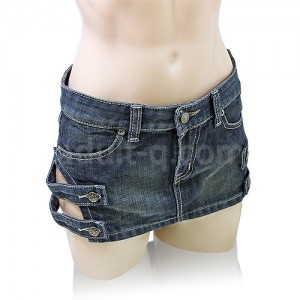 デニムサイドベルト付きスカート　M