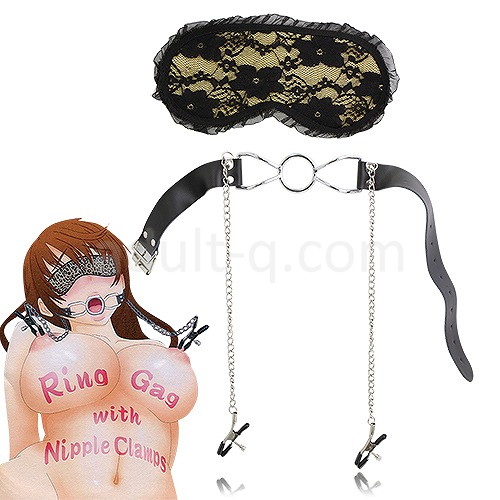 鉄輪口枷+乳首クランプス