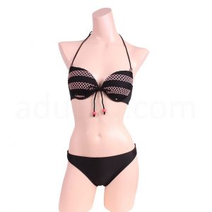 お洒落感たっぷり配色ビキニ　サーモンピンク