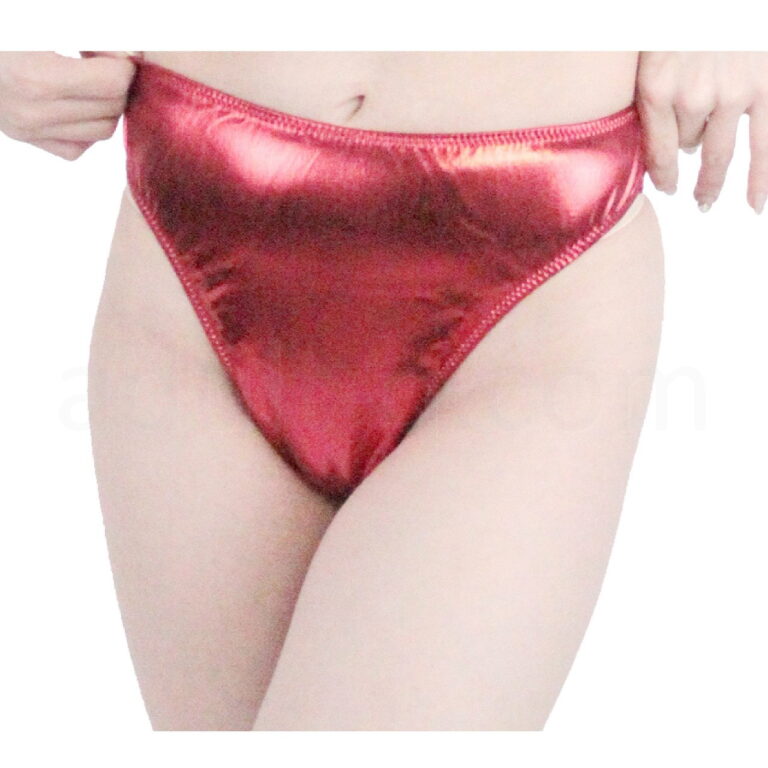 キラキラストレッチメタリックＴバック　レッド前