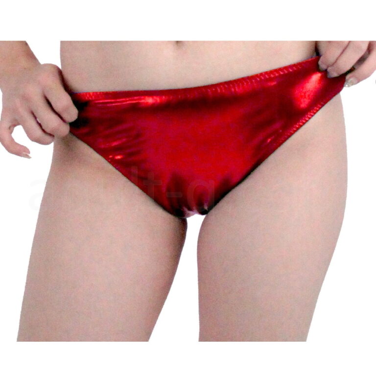 キラキラストレッチメタリックフルバック　レッド前