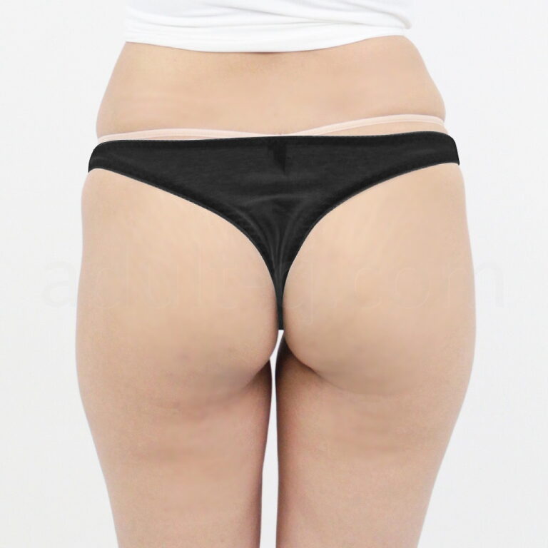 肌なじみの良いコットンシンプルTバックM　ブラック　後ろ