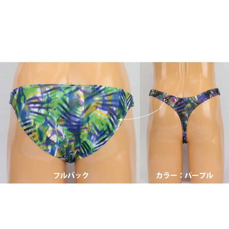 メンズ ストレッチ幾何学プリント柄もっこりフルバック　パープル　後ろ