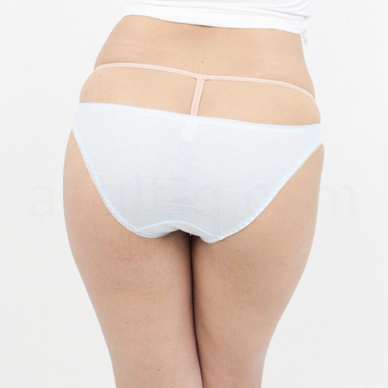 肌なじみの良いコットンシンプルフルバックL　サックス　後ろ