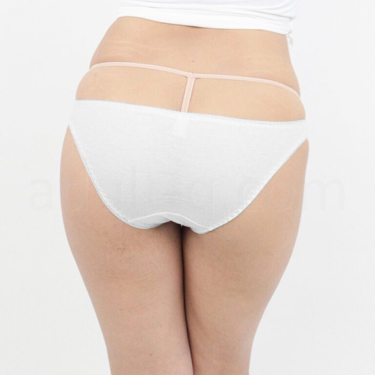 肌なじみの良いコットンシンプルフルバックL ホワイト 後ろ