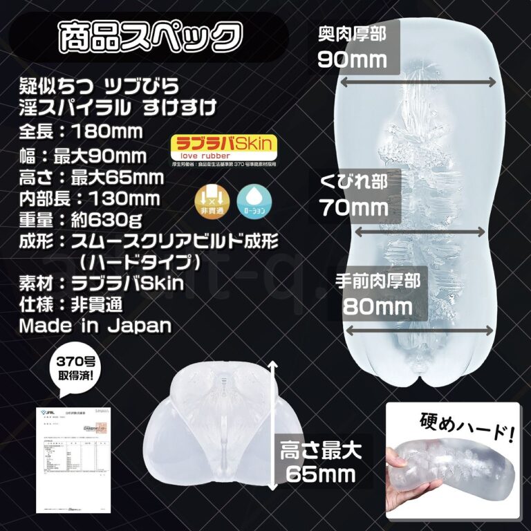 疑似ちつ ツブびら淫スパイラル すけすけ　サイズ＆スペック