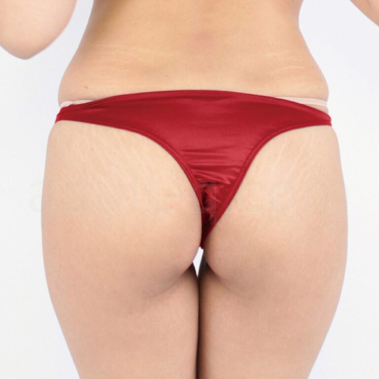 UNISEX伸縮性のある光沢ストレッチブルマリオバック えんじ　後ろ