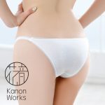 Kanon Works(花音ワークス) 玉響 コットン生地使用アウトゴムフルバックショーツ ホワイト　後ろ